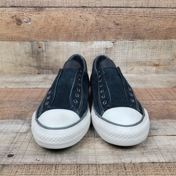 Converse John Varvatos Men Sz 8 Leather Perforated Black 156710C Slip On Low - Picture 2 of 9